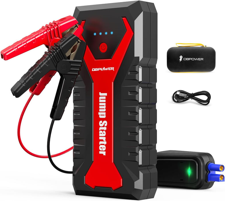 DBPOWER 3000A/80.66Wh Portable Car Jump Starter (UP to 10.0L Gas/8.0L Diesel Engines) 12V Auto Lithium-Ion Battery Booster with Smart Clamp Cables, Quick Charge, and LED, Storage Bag