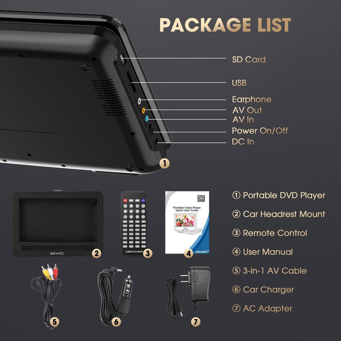 DBPOWER MK101 12 in Portable DVD Player