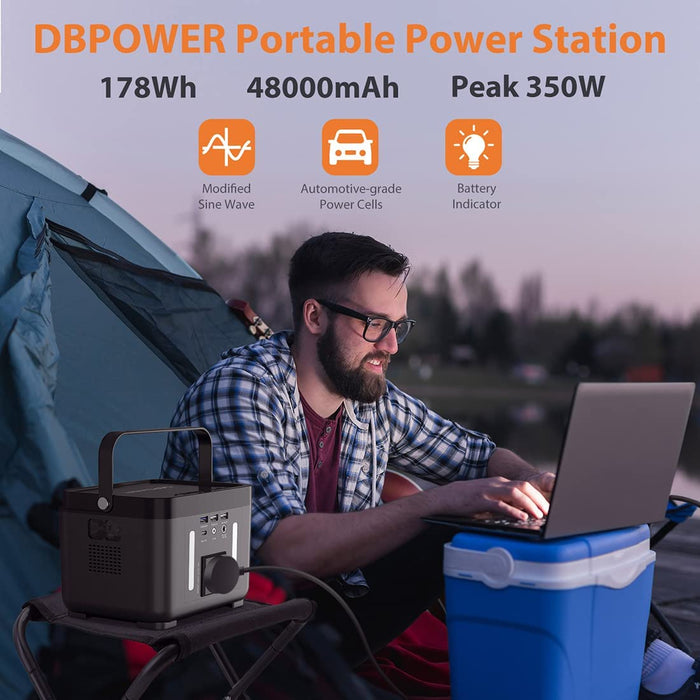 DBPOWER Portable Power Station, 178Wh/250W Battery Backup with AC Outlet