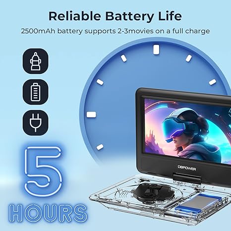 DBPOWER PD928 11.5 in Portable DVD Player with Built-in Rechargeable Battery