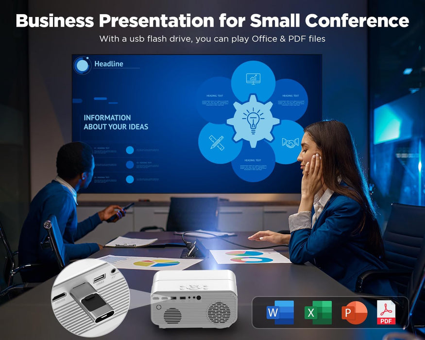 [Auto Focus/Keystone] DBPOWER Projector 4K with 5G WiFi and Bluetooth, 600ANSI FHD Native 1080P Outdoor Movie Projector with 4P4D/PPT/Zoom, Mini Home Projector Compatible w iOS/Android/HDMI/TV Stick