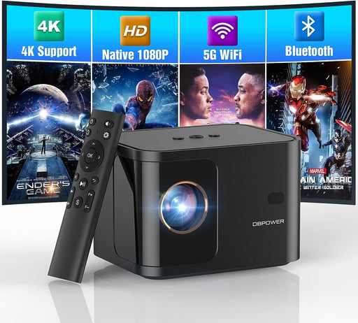 [Auto Focus/Keystone]Portable Mini Projector with 5G wifi 6 and bluetooth,  4K Native 1080P Outdoor Movie Projector,Smart Home Projector Compatible