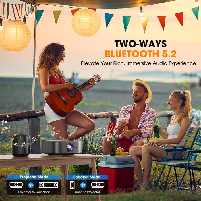 [2025 Netflix-Official | 386+ Built-in Apps] DBPOWER E2 Smart Projector with WiFi and Bluetooth, Mini Projector 4K Support with Netflix, Youtube, Disney+, Hulu, Max, Crunchyroll w Portable Case