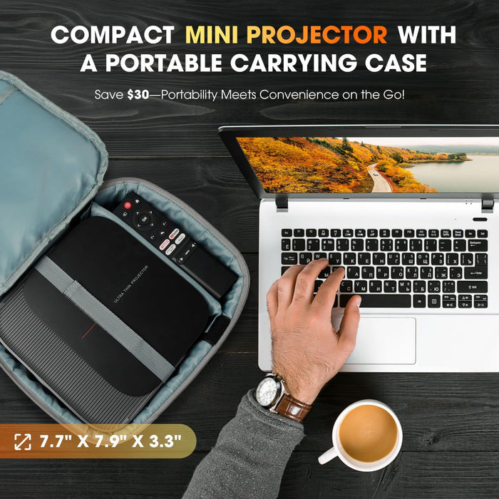 [2025 Netflix-Official | 386+ Built-in Apps] DBPOWER E2 Smart Projector with WiFi and Bluetooth, Mini Projector 4K Support with Netflix, Youtube, Disney+, Hulu, Max, Crunchyroll w Portable Case