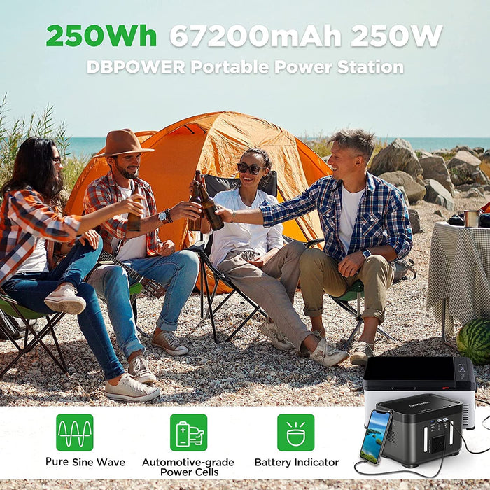 DBPOWER Portable Power Station, 250Wh/250W Battery Backup with AC Outlet
