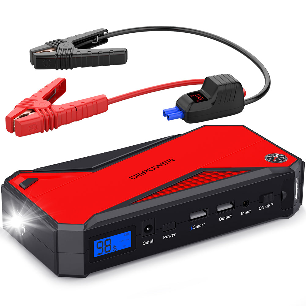 DBPOWER 800A Peak 18000mAh Portable Car Jump Starter (up to 7.2L Gas/5.5L Diesel Engine) Portable Battery Booster with LCD Screen